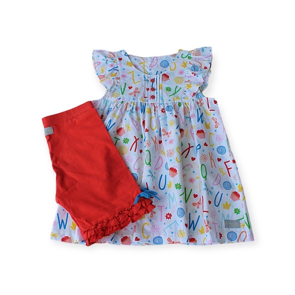 Eleanor Rose Alphabet Lorna Top Red Knit Shorts Set Size 10/12 14/16